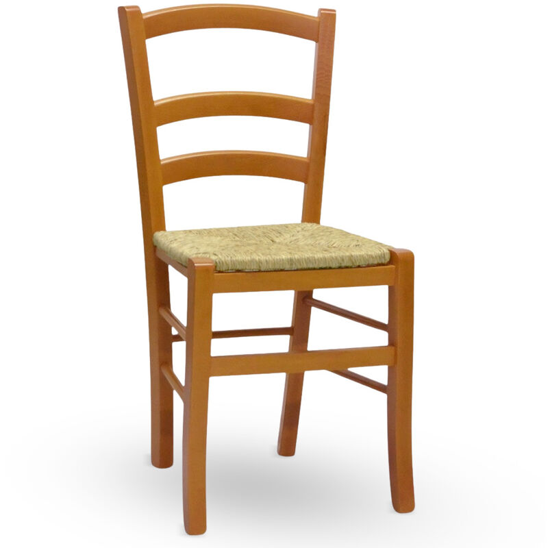Chaise de salle à manger en bois Venezia cerisier avec assise en paille palustre Chaise de salle à manger en bois Venezia cerisier avec assise en paille palustre