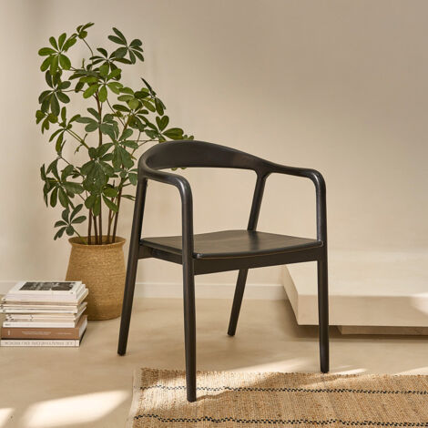 Chaise en bois teck massif noire