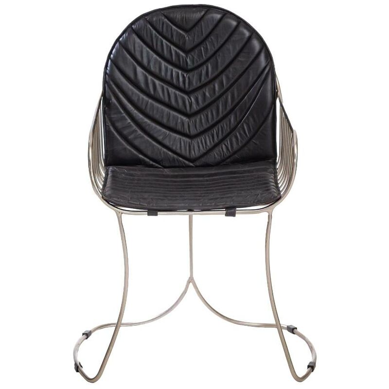 made in meubles - chaise en cuir et métal heidi - noir