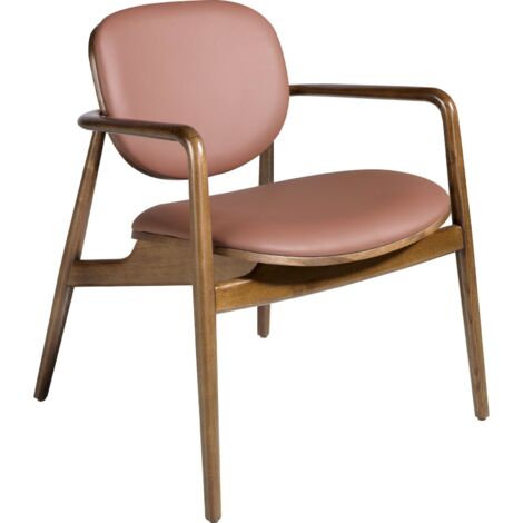 Chaise en éco-cuir marron Angel Cerda SILLA - Marron terre éco-cuir et bois de frêne