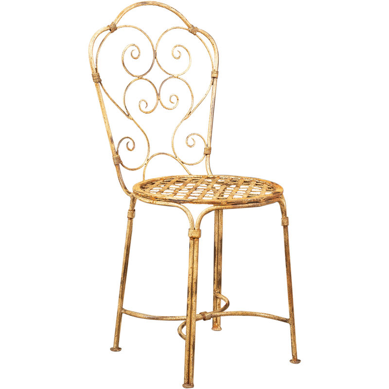 Biscottini - Chaise en fer forgé 97x40x45 cm Chaises à assise ronde Chaises en fer antique Chaises de jardin et terrasse vintage Extérieur
