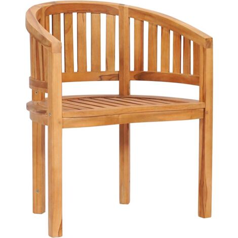 vidaXL 1/2x Bois de Teck Solide Chaises en Forme de Banane Jardin Extérieur
