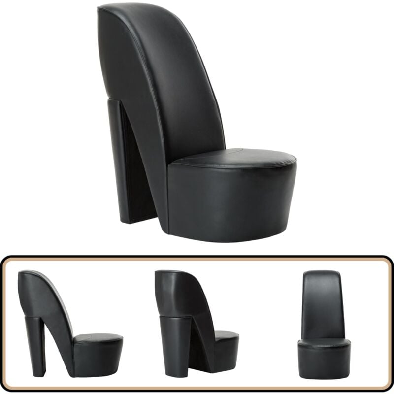 Chaise en forme de chaussure à talon haut noir similicuir - Chaises Originales - Chaise Design - Chaise Tendance - Chaise Décorative - Chaise Femme