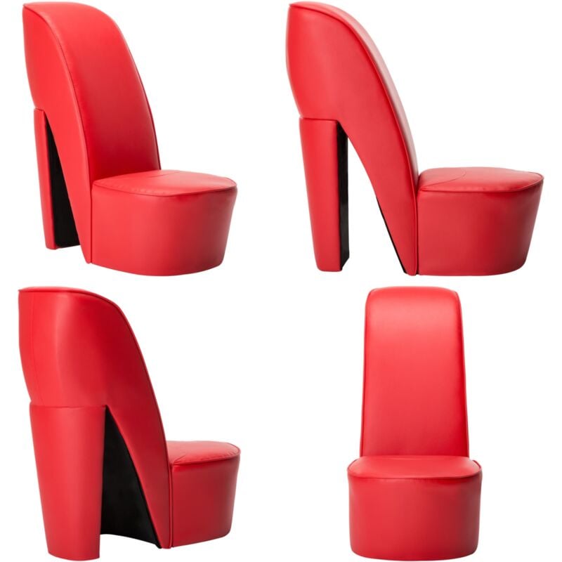 Chaise en forme de chaussure à talon haut Rouge Similicuir - Chaise À Talon Haut - Chaise Originale - Chaise Décorative - Chaise Rouge - Fauteuil