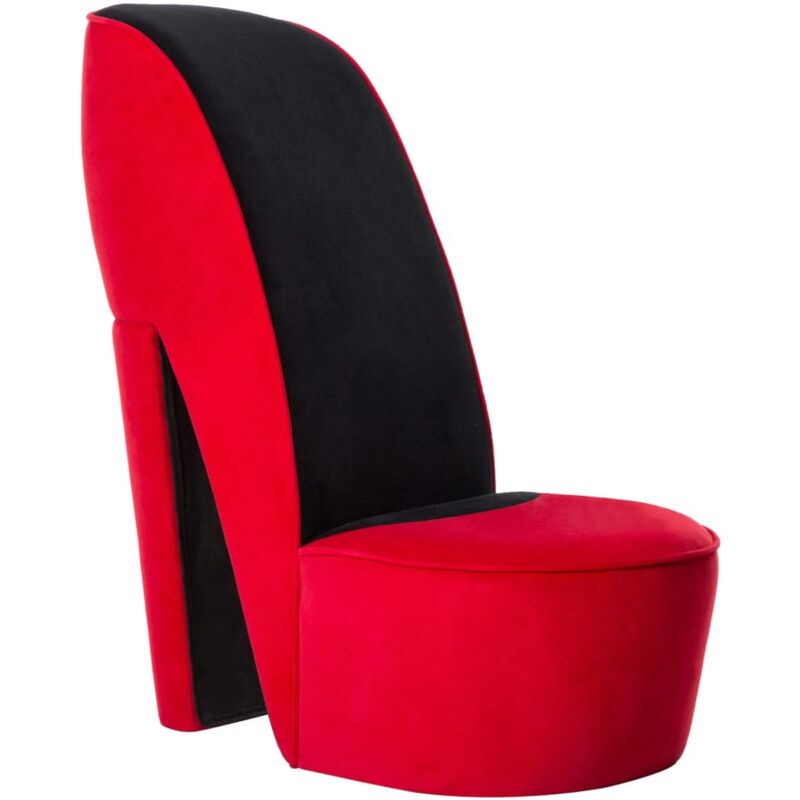 Chaise en forme de talon haut rouge velours Vidaxl