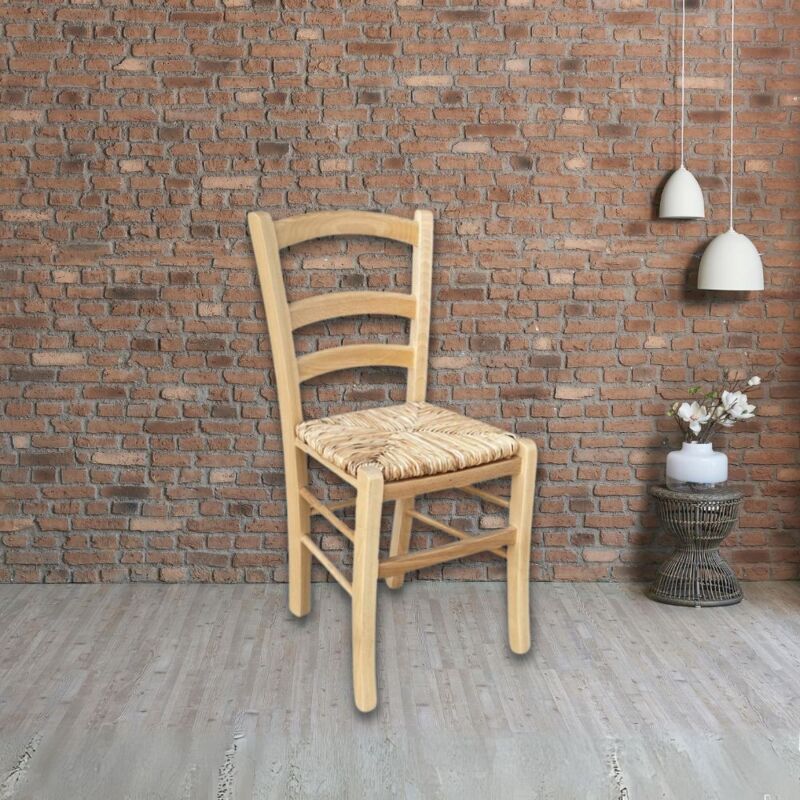 Chaise en hêtre avec assise en paille couleur naturelle - Venezia