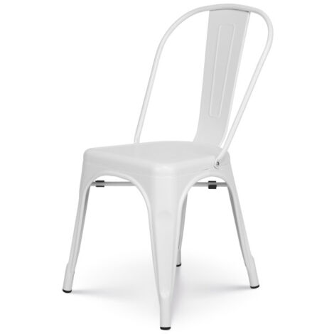 Chaise en métal blanc mat style industriel - Finition mat
