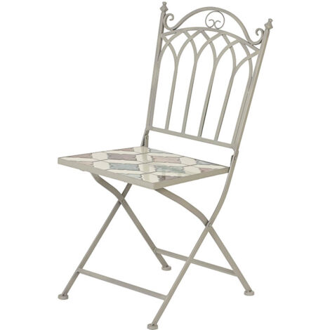Chaise en métal/mosaïque bistrot pour l'extérieur 38 x 50 x 89 cm
