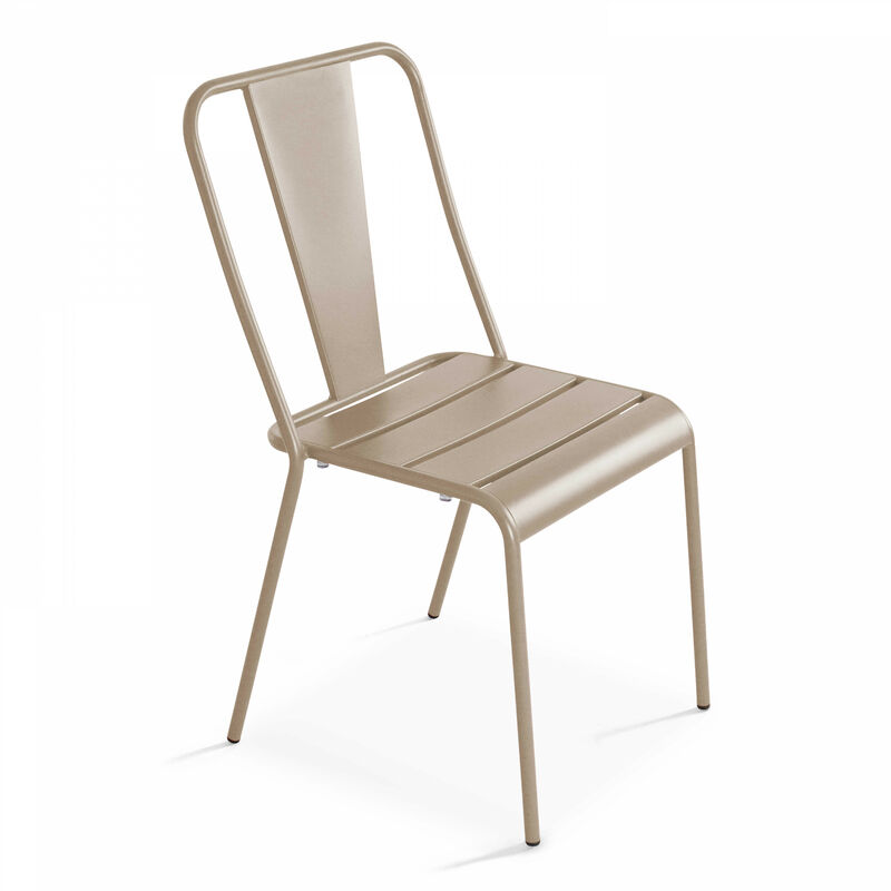Oviala - Chaise en métal bistrot taupe