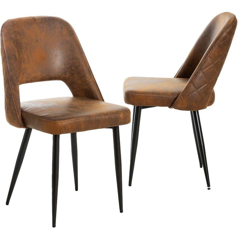 Made In Meubles - Chaise en microfibre marron Rumba (lot de 2)
