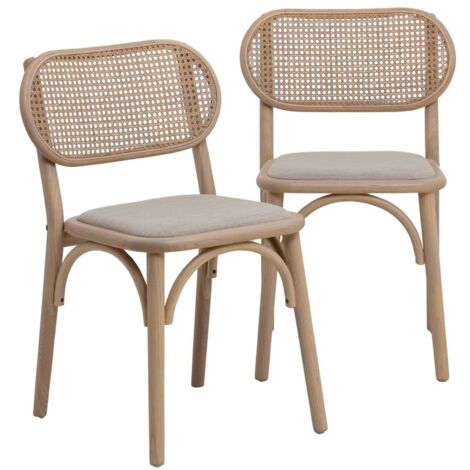 Chaise en orme clair et cannage Luzian (lot de 2)