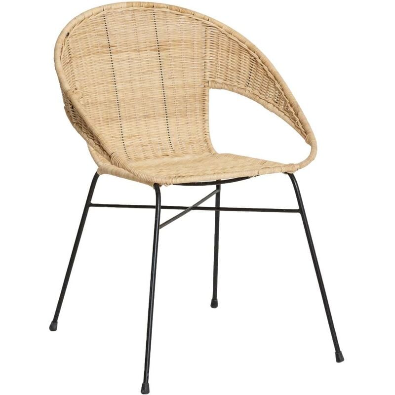 made in meubles - chaise en osier et en métal aurélien - bois clair