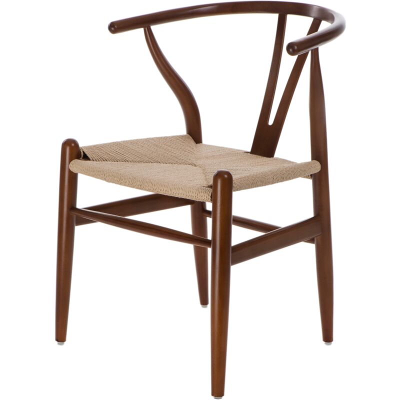 Chaise en osier Papillon marron naturel et inspirée de Wishbone