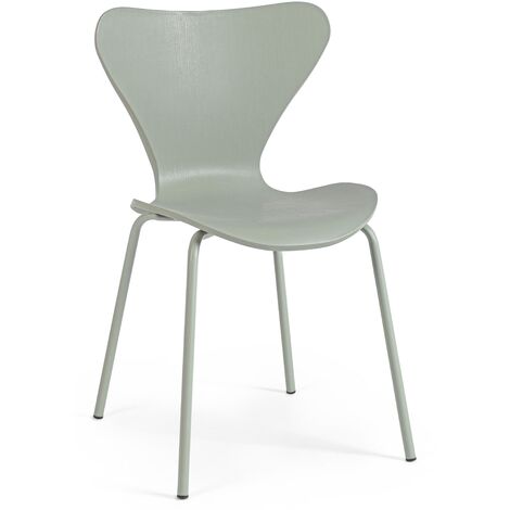 Chaise en plastique et pieds en acier vert Tessa - Lot de 4