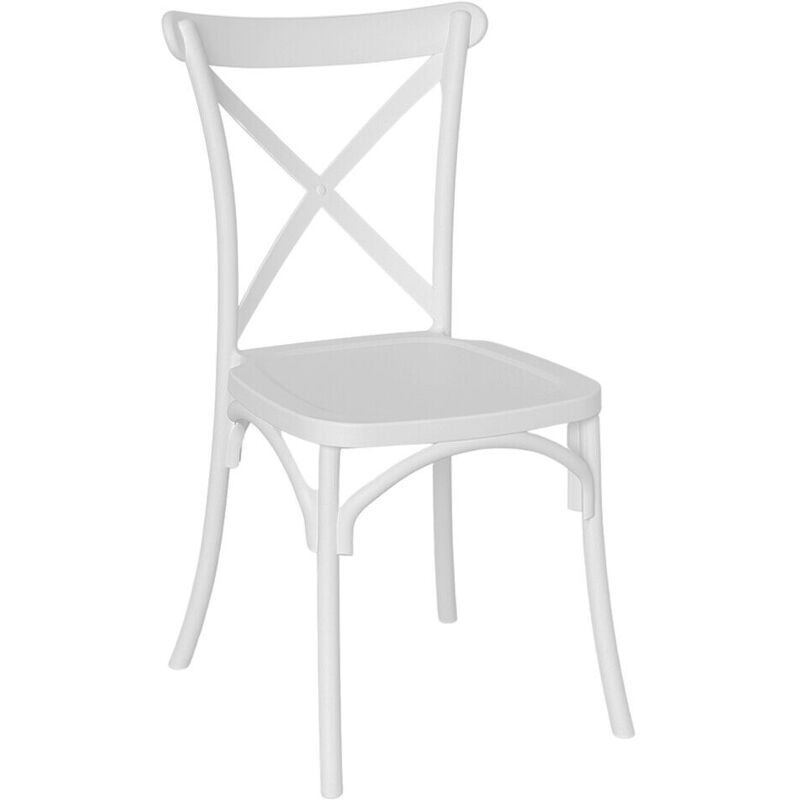 Okaffarefatto - Chaise en plastique polypropylène blanc Sprint empilable en croix