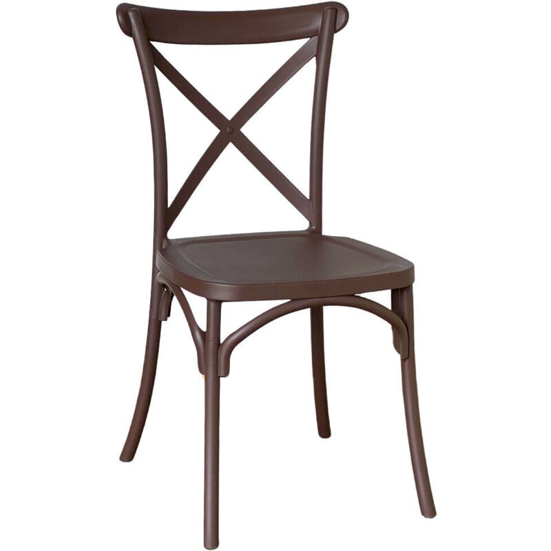 Okaffarefatto - Chaise sprint en plastique à croix marron empilable