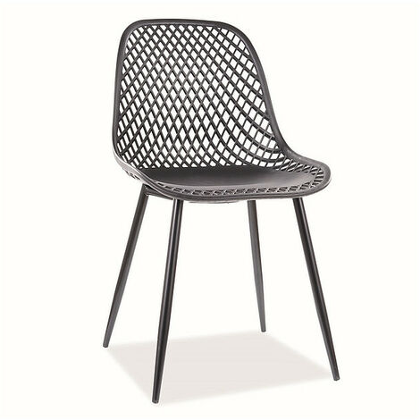 Chaise en plastique quadrillé gamme Coral - Noir - H 75 cm - Livraison gratuite