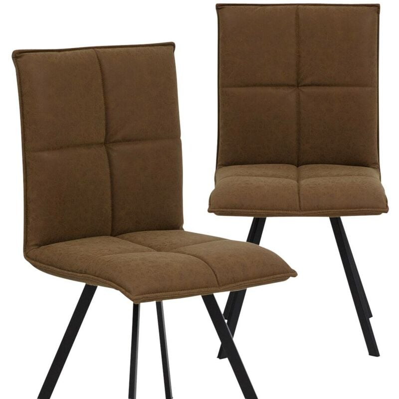 made in meubles - chaise en polyester marron nino (lot de 2) - marron
