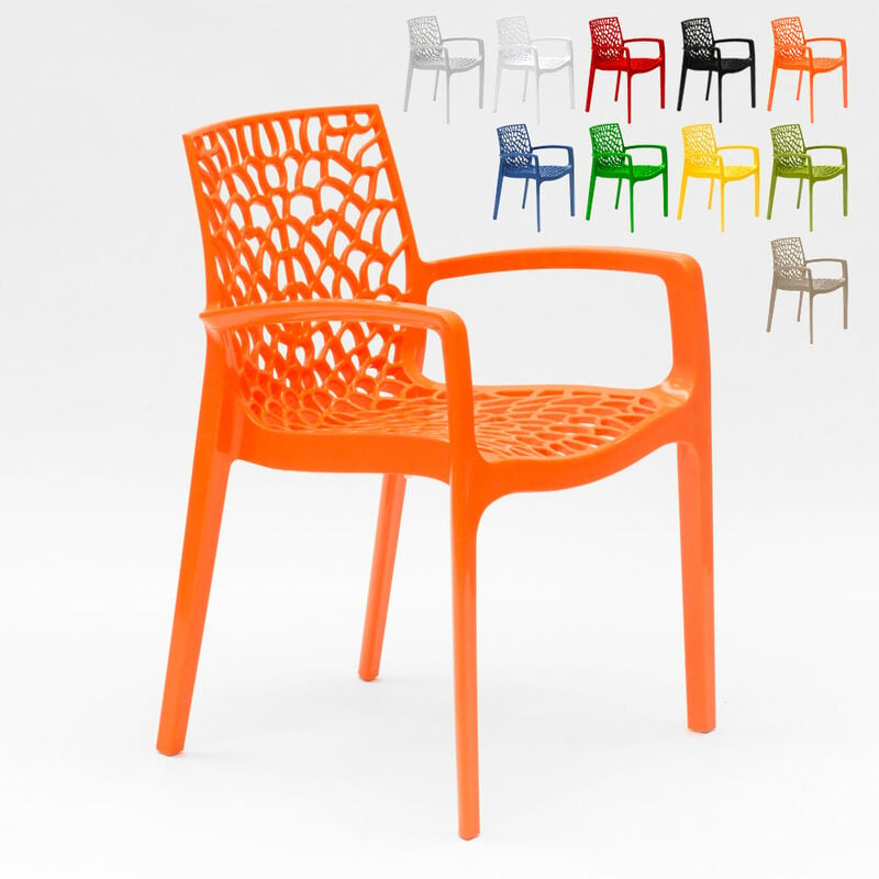 Grand Soleil - Chaise en polypropylène accoudoirs jardin café Gruvyer Arm Couleur: Orange