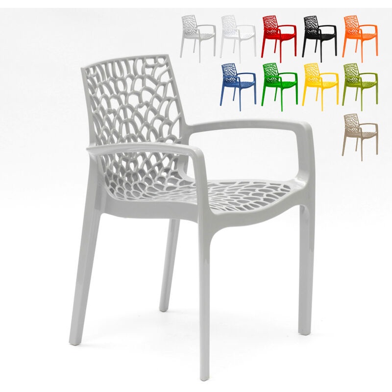 Chaise en polypropylène accoudoirs jardin café Grand Soleil Gruvyer Arm Couleur: Gris