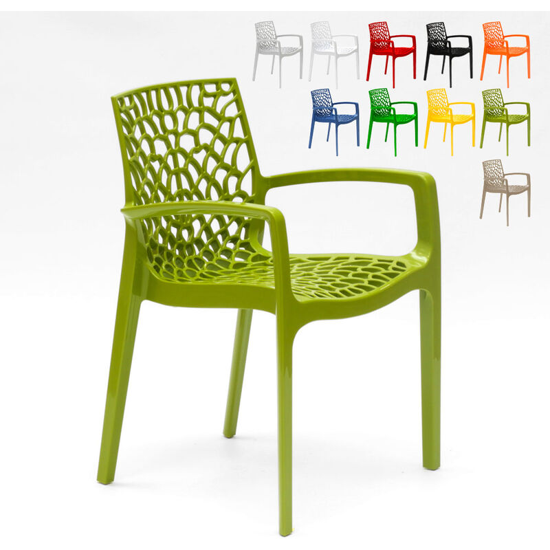 Chaise en polypropylène accoudoirs jardin café Grand Soleil Gruvyer Arm Couleur: Anis vert