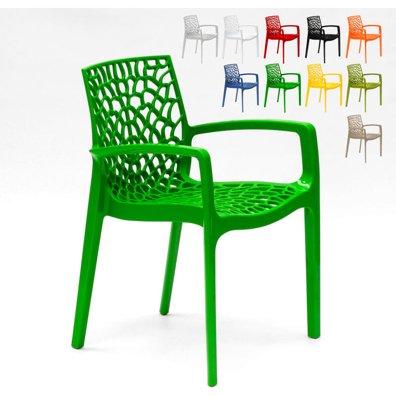 Grand Soleil - Chaise en polypropylène accoudoirs jardin café Gruvyer Arm Couleur: Vert