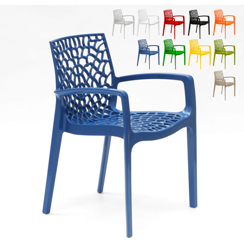 Chaise en polypropylène accoudoirs jardin café Grand Soleil Gruvyer Arm Couleur: Bleu