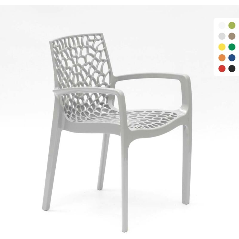 Grand Soleil – Fauteuil de jardin empilable en polypropylène Highmopp – Accoudoirs ergonomiques – Dimensions 56,5x55x81cm – Résistant aux intempéries