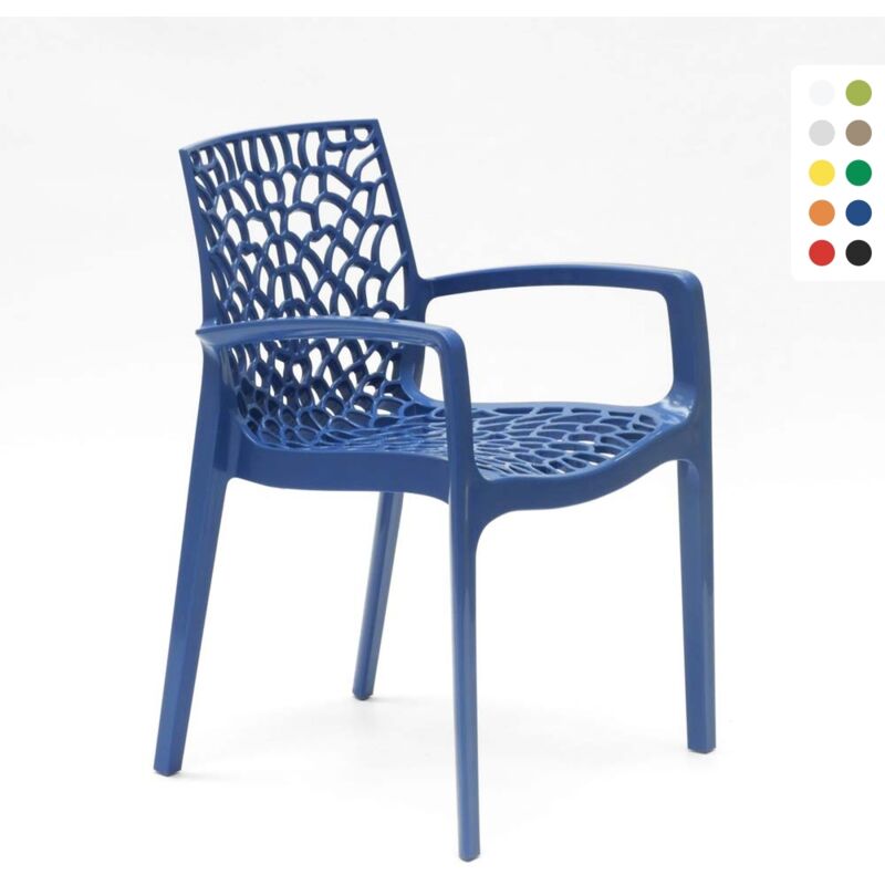Grand Soleil – Fauteuil de jardin empilable en polypropylène Highmopp – Confort ergonomique avec soutien lombaire – Dimensions 56,5 x 55 x 81 cm –
