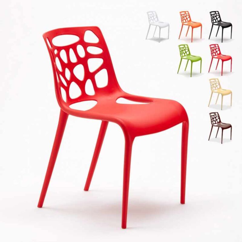 Chaise en polypropylène anti-uv design moderne Gelateria salle à manger et bar café Connubia | Rouge