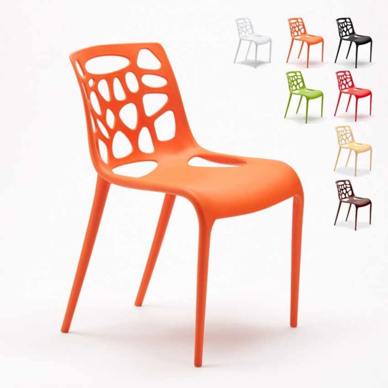 Ahd Amazing Home Design - Chaise en polypropylène anti-uv design moderne Gelateria salle à manger et bar café Connubia | Orange
