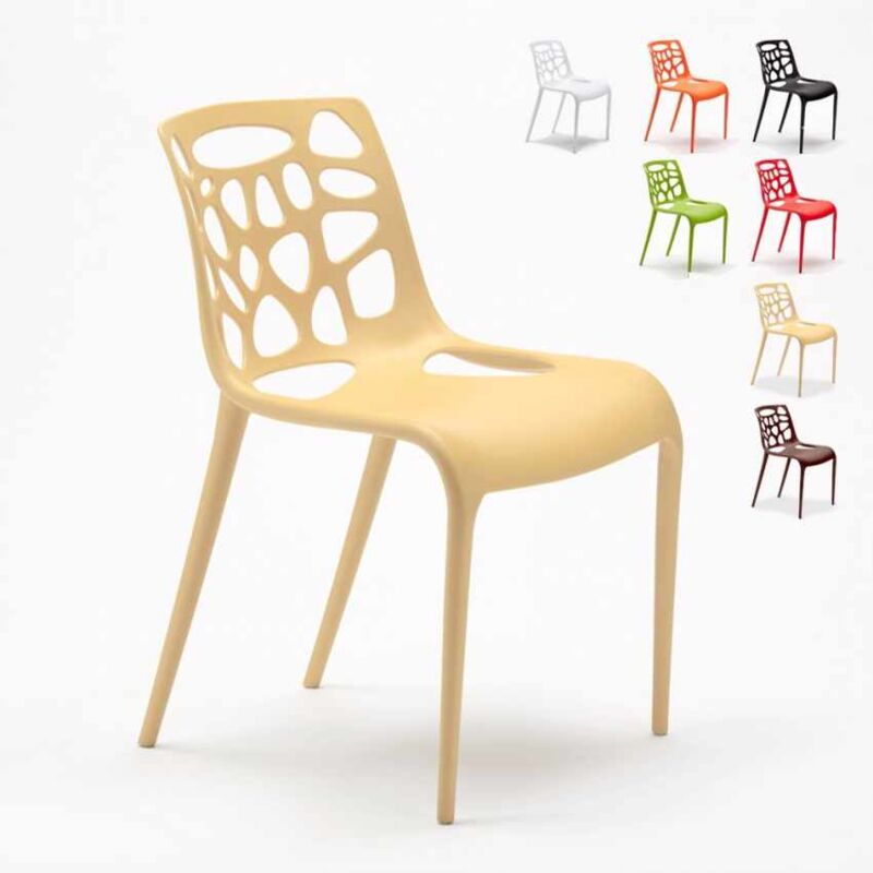 Ahd Amazing Home Design - Chaise en polypropylène anti-uv design moderne Gelateria salle à manger et bar café Connubia | Beige