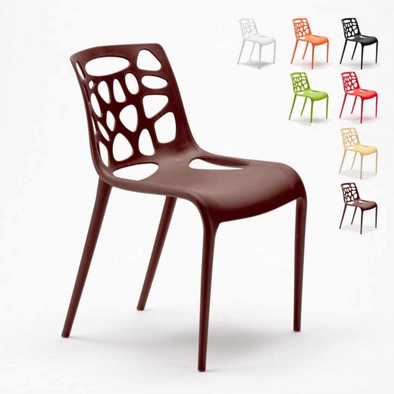 Ahd Amazing Home Design - Chaise en polypropylène anti-uv design moderne Gelateria salle à manger et bar café Connubia | Marron