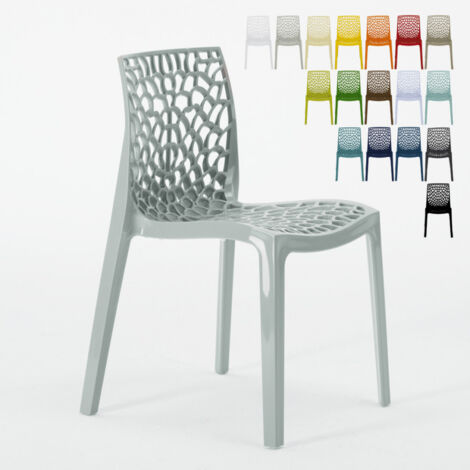 Chaise en polypropylène nid d'abeille cuisine bar café GRUVYER Grand Soleil | Gris