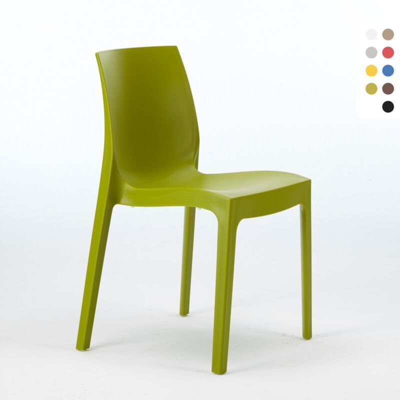 Grand Soleil – Chaise empilable en polypropylène pour salle à manger – Hauteur d'assise 45 cm – Résistante aux intempéries – Confort ergonomique