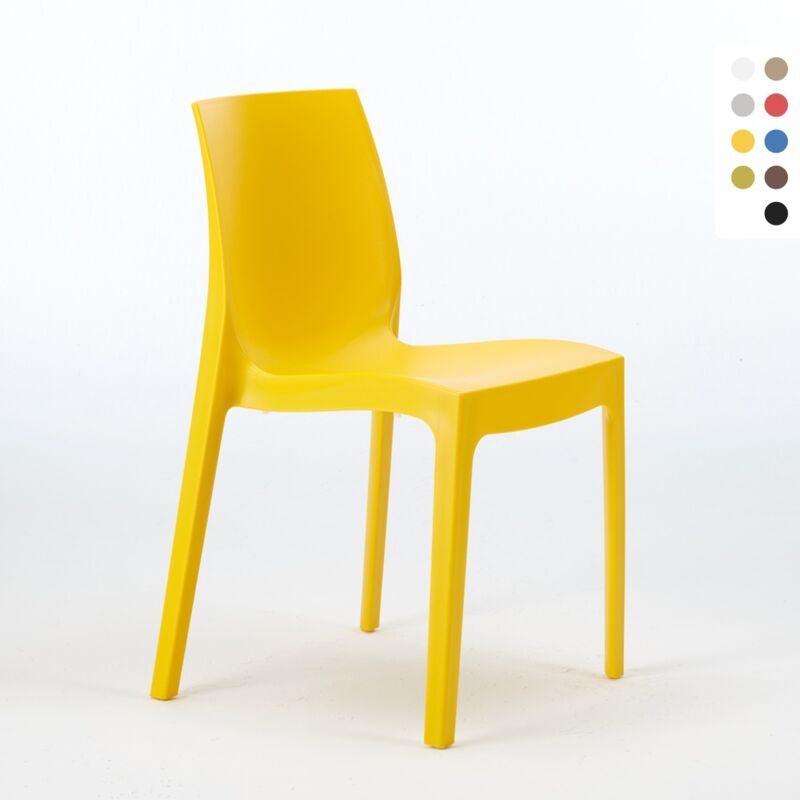 Grand Soleil – Chaise empilable en polypropylène pour salle à manger – Dossier ergonomique incurvé – Hauteur d'assise 45 cm – Pour usage intérieur et