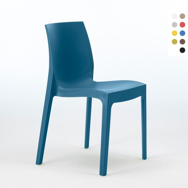 Grand Soleil – Chaise empilable en polypropylène pour salle à manger – Hauteur d'assise 45 cm – Structure légère et facile à ranger – Bleu