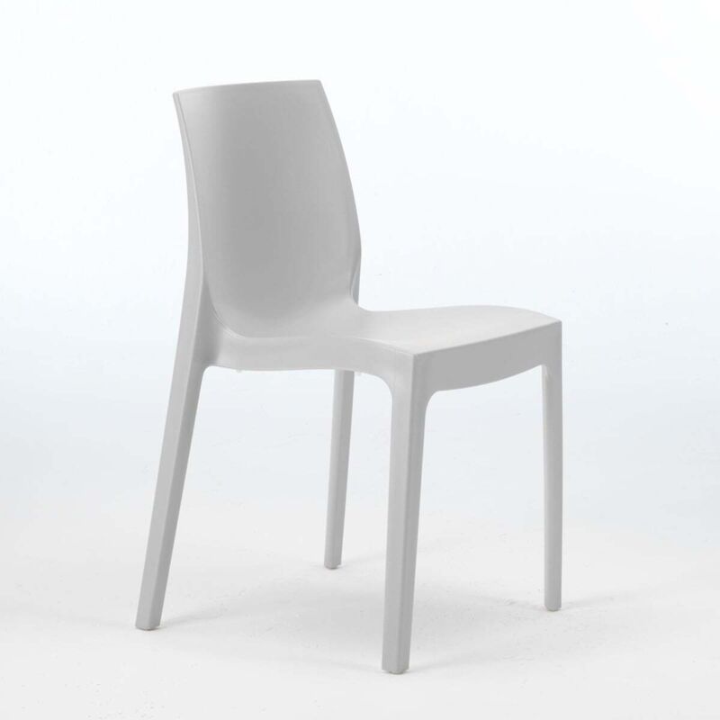 Grand Soleil – Chaise empilable en polypropylène pour salle à manger – Hauteur d'assise 45 cm – Résistante aux intempéries – Design ergonomique gris