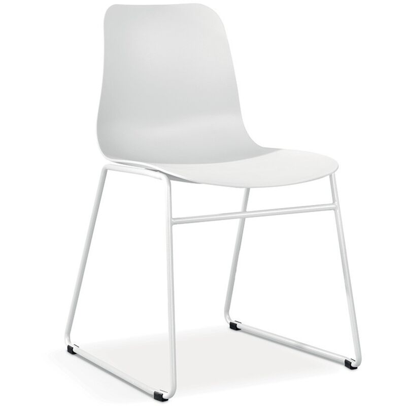 Meublorama - Chaise en polypropylène marie de salle à manger bar café, couleur : blanc