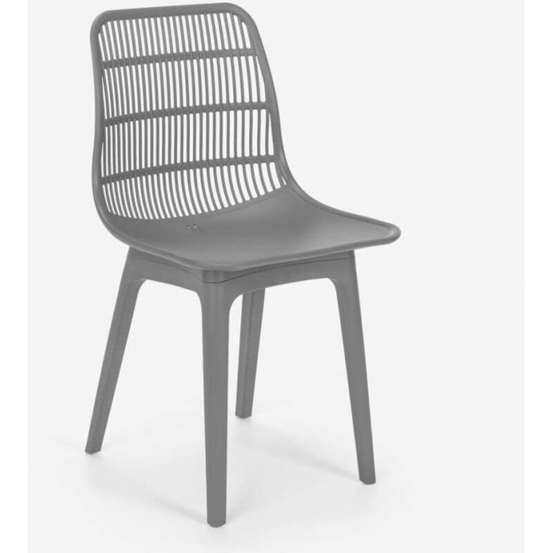 Chaise de cuisine bar restaurant et jardin moderne en polypropylène Bluetit - Gris