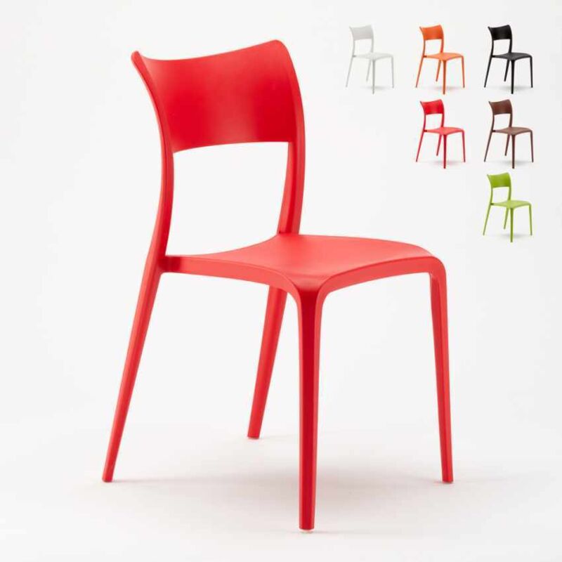 AHD AMAZING HOME DESIGN Chaise en Polypropyl&egrave;ne pour Salle &agrave; Manger Bar Restaurant et Jardin Parisienne, Couleur: Rouge