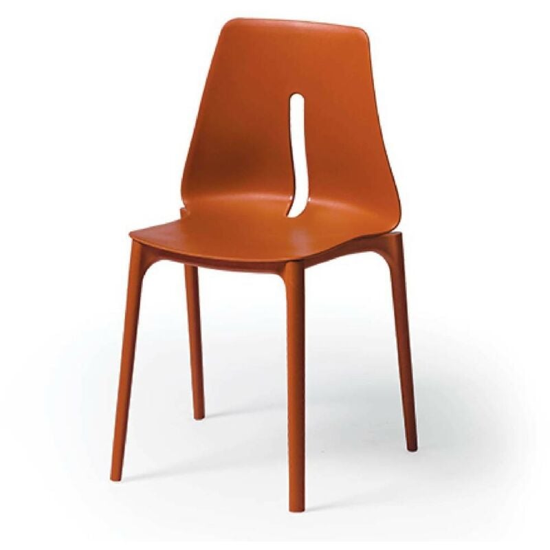 Chaise en polypropylène rouge brique pour l'intérieur ou l'extérieur - Oblongue