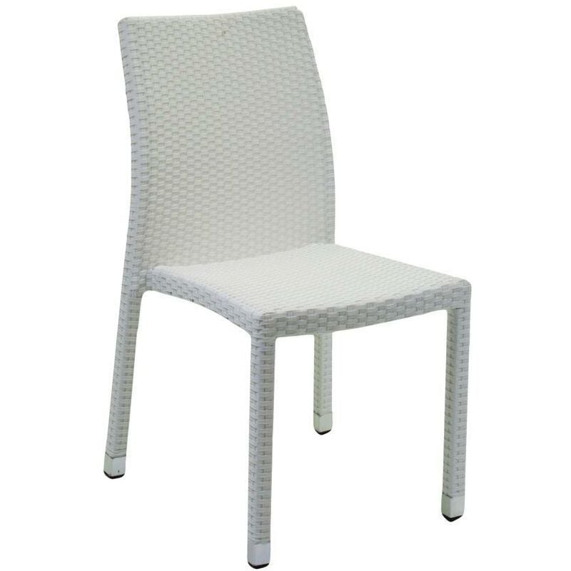 Iperbriko - Chaise en polyrotin blanc glace cm 61 x 47 x 88h