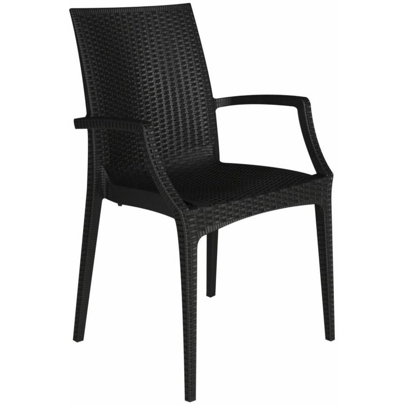 Chaise de fauteuil en fauteuil sans extrait jardin de chaise avec structure en résine Black - Black
