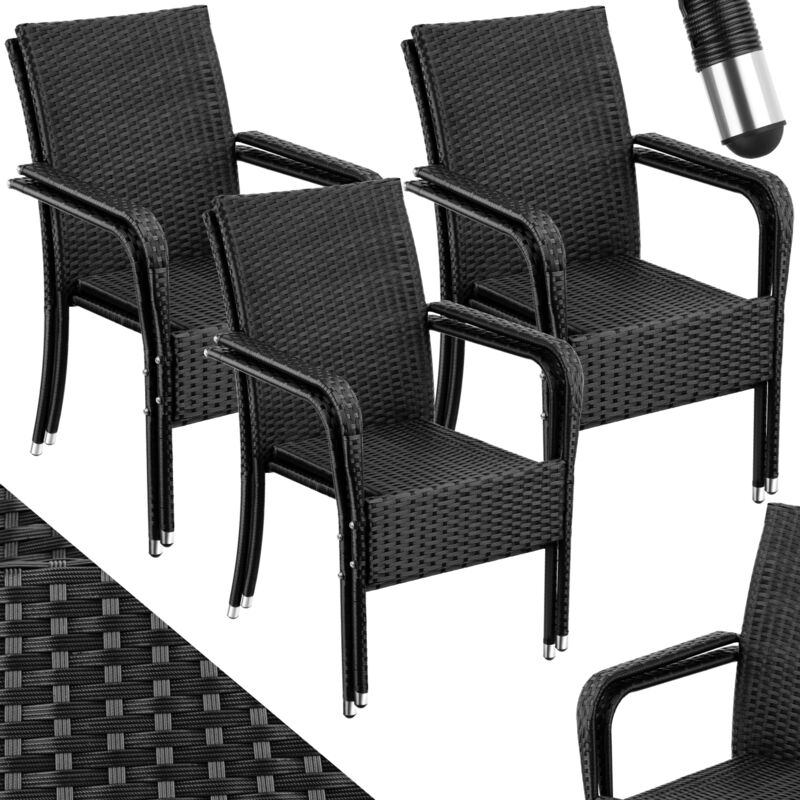 Tectake - Chaise en résine tressée résistante et durable douce pour le sol et empilable