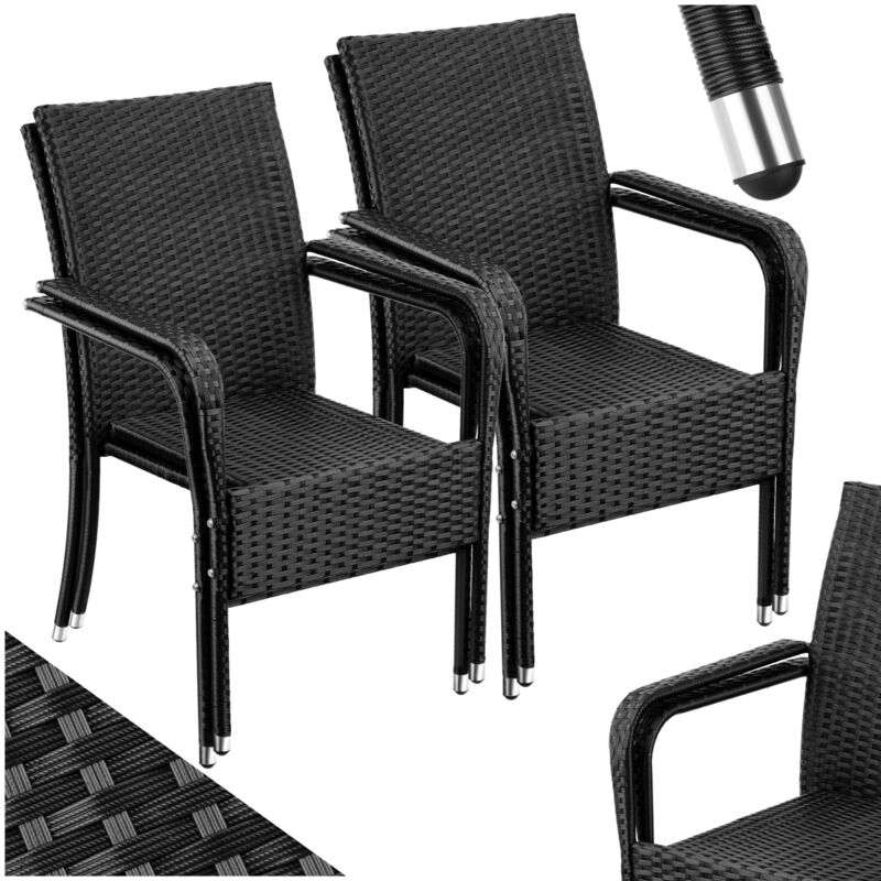Tectake - Chaise en résine tressée résistante et durable douce pour le sol et empilable