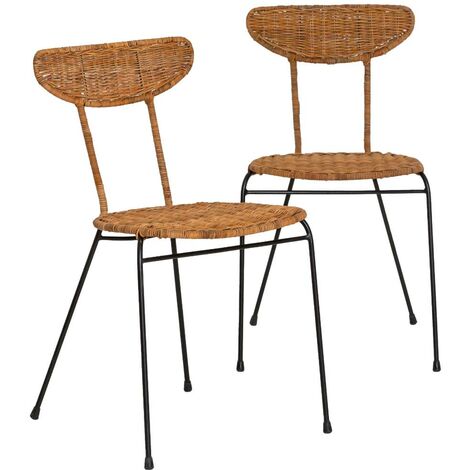 Chaise en rotin et en métal Leila (lot de 2)