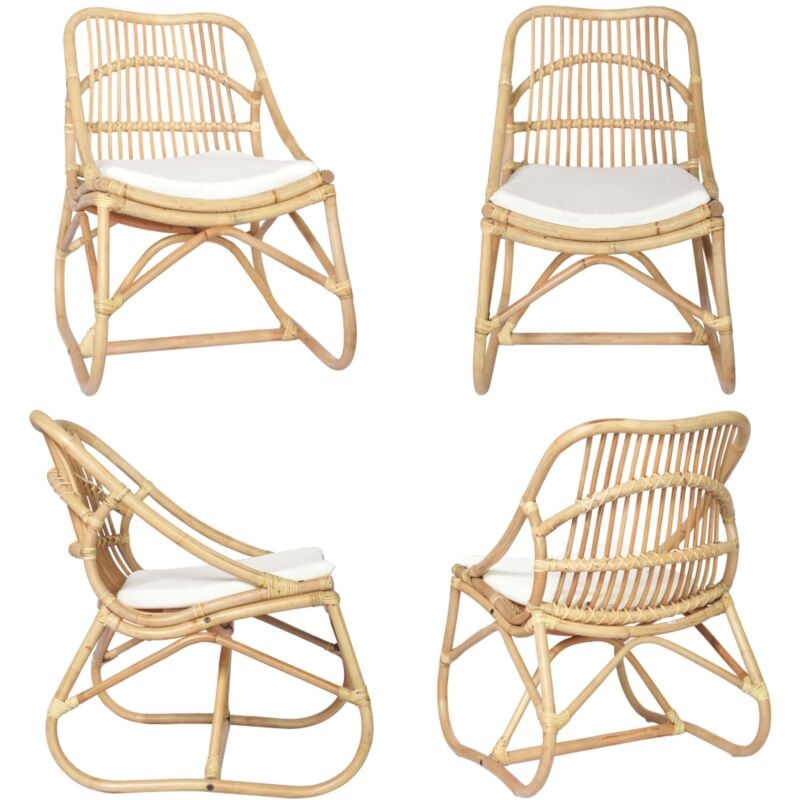 Vidaxl - Chaise en rotin Lin - Chaise Rotin - Fauteuil Rotin - Décoration Intérieure - Mobilier Design - Chaise Confort - Home & Living