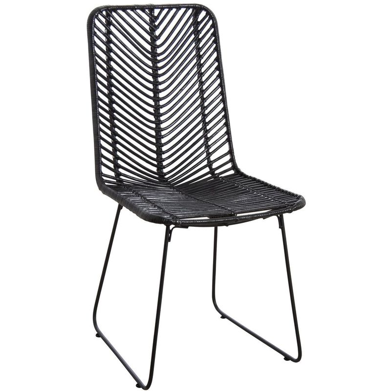 Aubry Gaspard - Chaise en rotin et métal noir - Noir