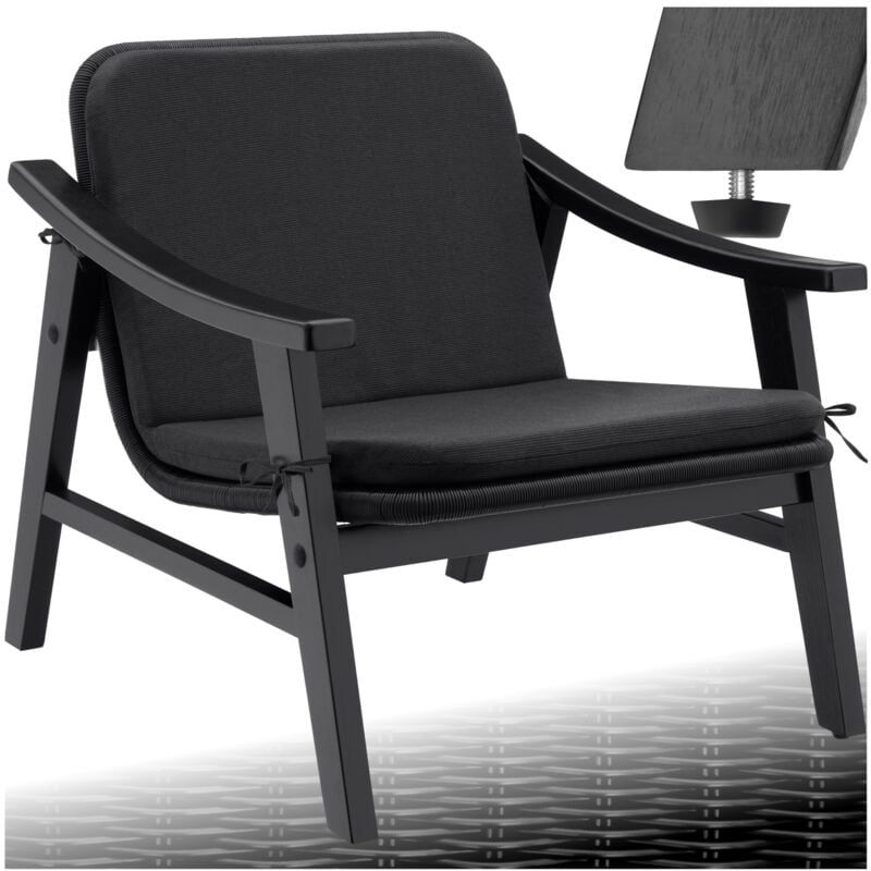 Tectake - Chaise en rotin Treviso, structure bois et rembourrage -